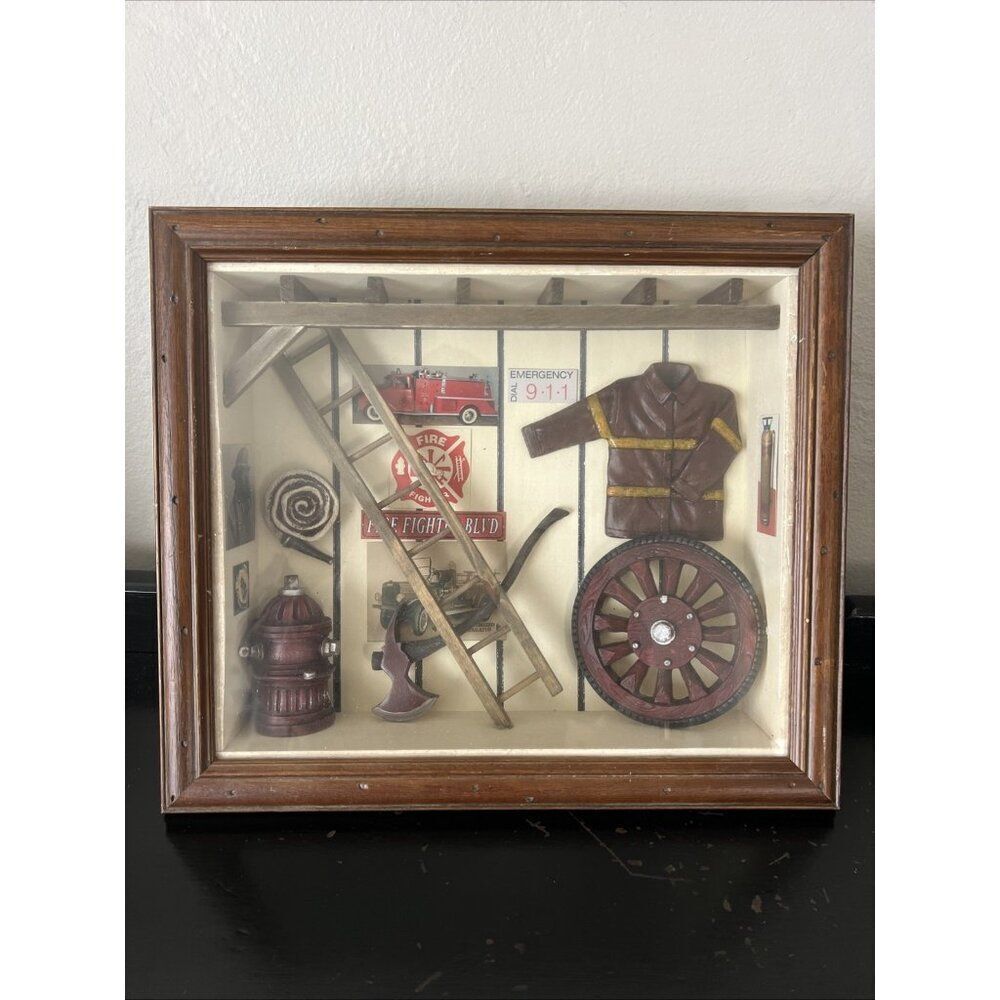 FIREMAN PLAQUE PICTURE SHADOW BOX